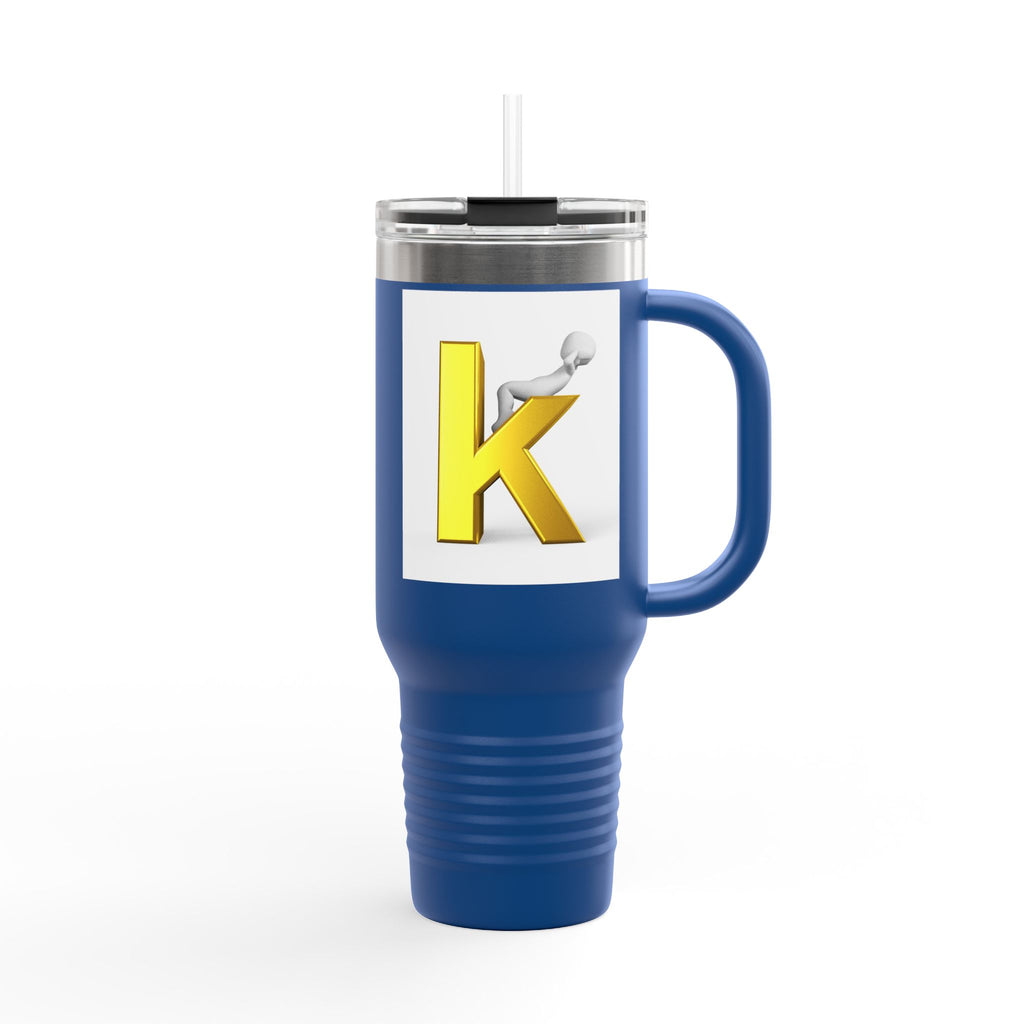Yellow 3D Letter K Initial Travel Mug | 40oz Insulated Tumbler
