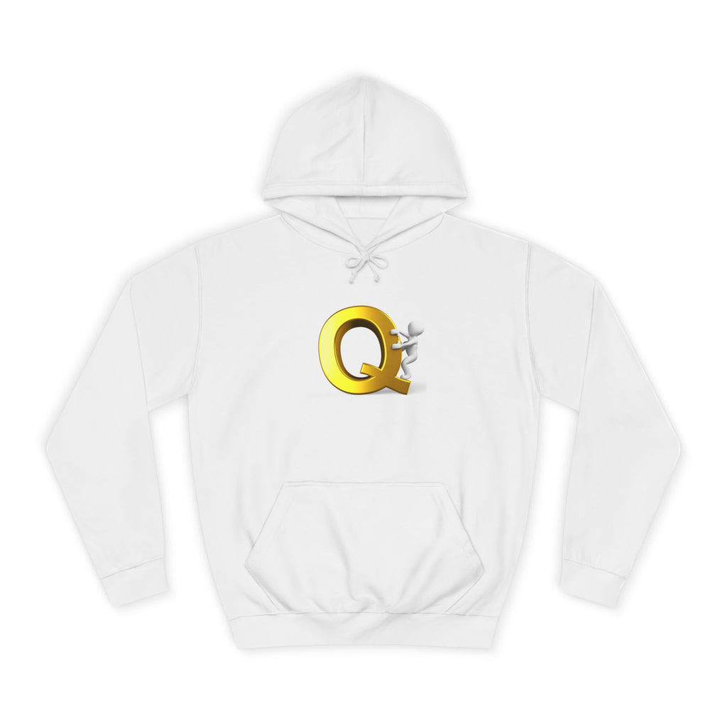Golden Q Letter Hoodie | 3D Character Climbing Initial Sweatshirt