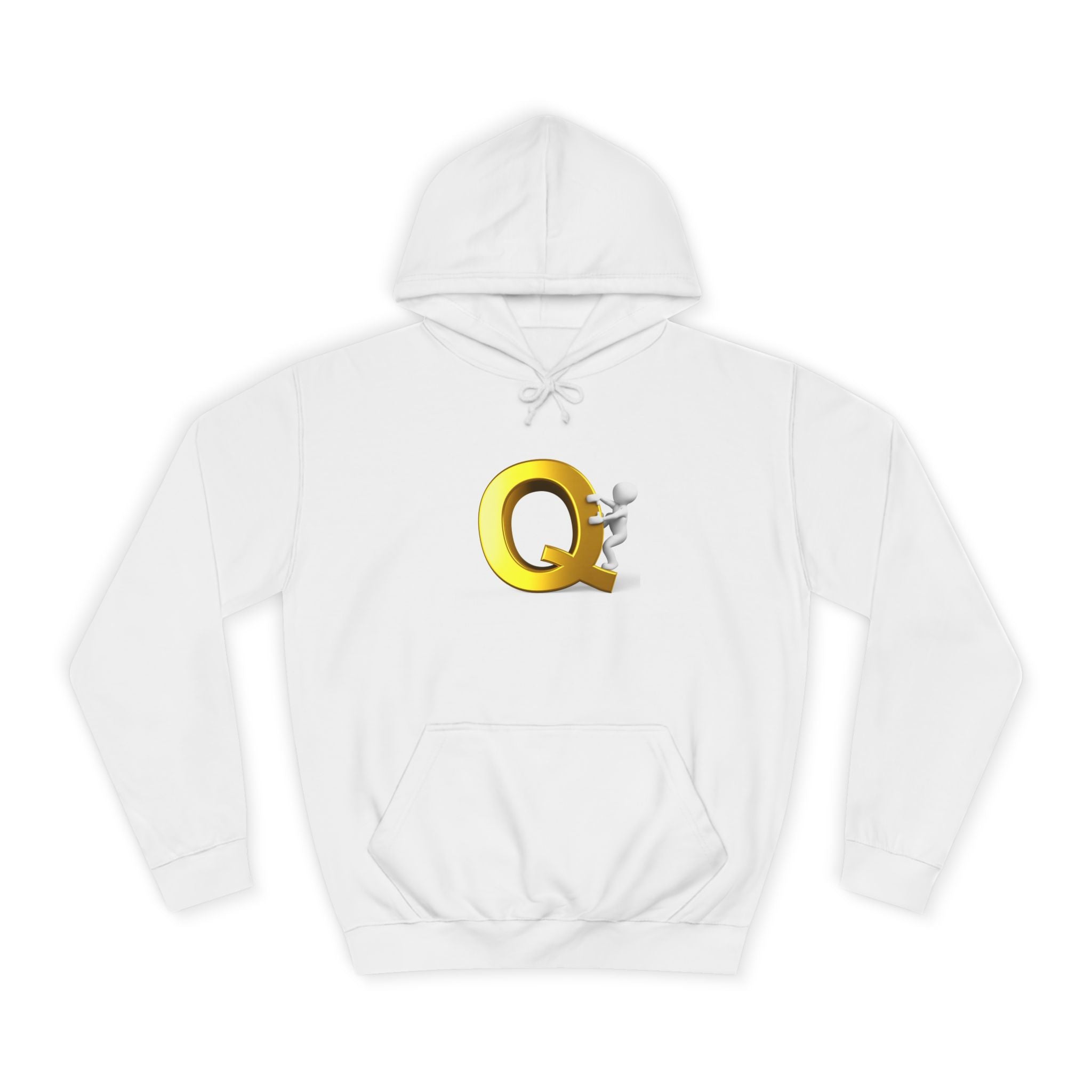 Golden Q Letter Hoodie | 3D Character Climbing Initial Sweatshirt