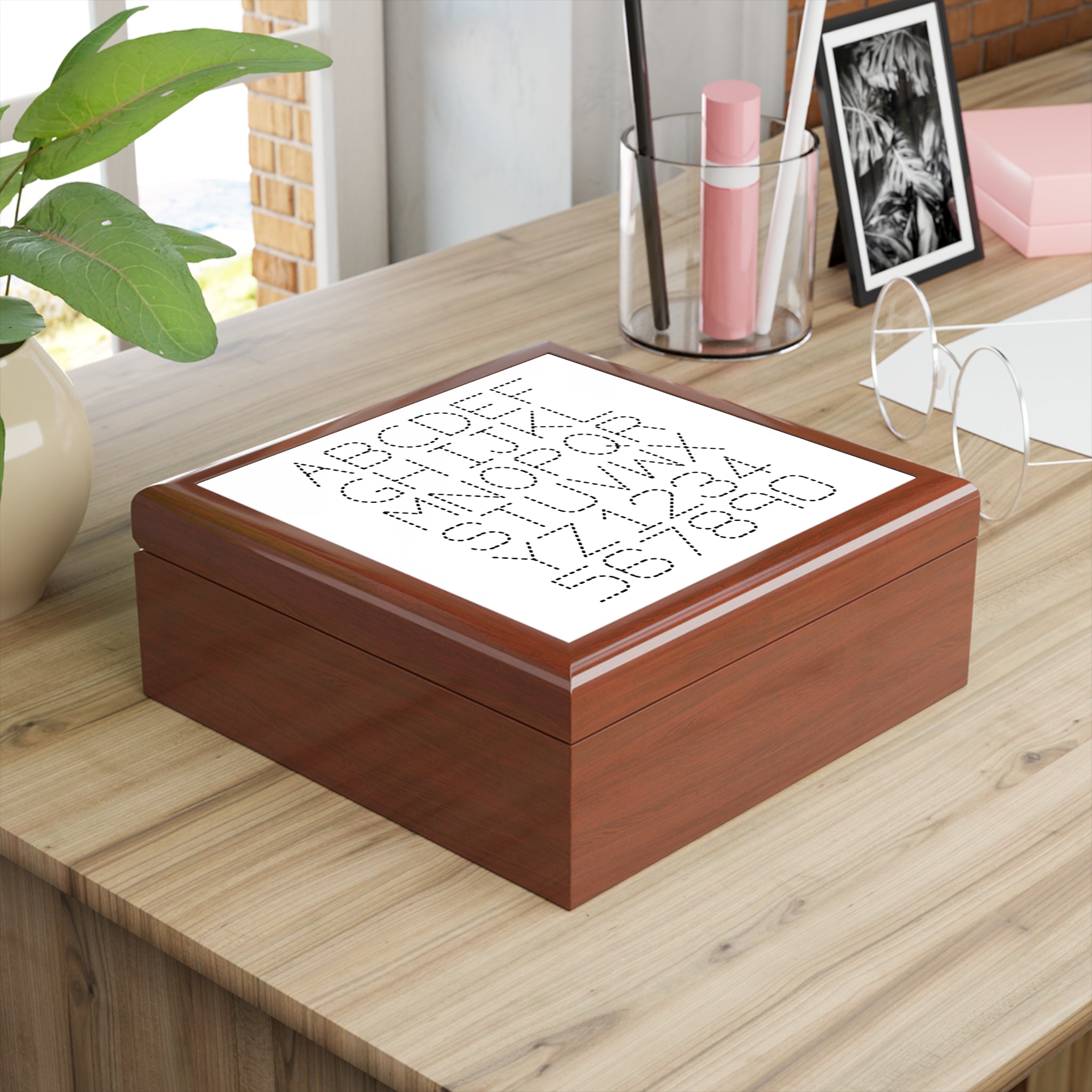 Dot Alphabet Monogram Jewelry Box | Modern Letter Grid Design