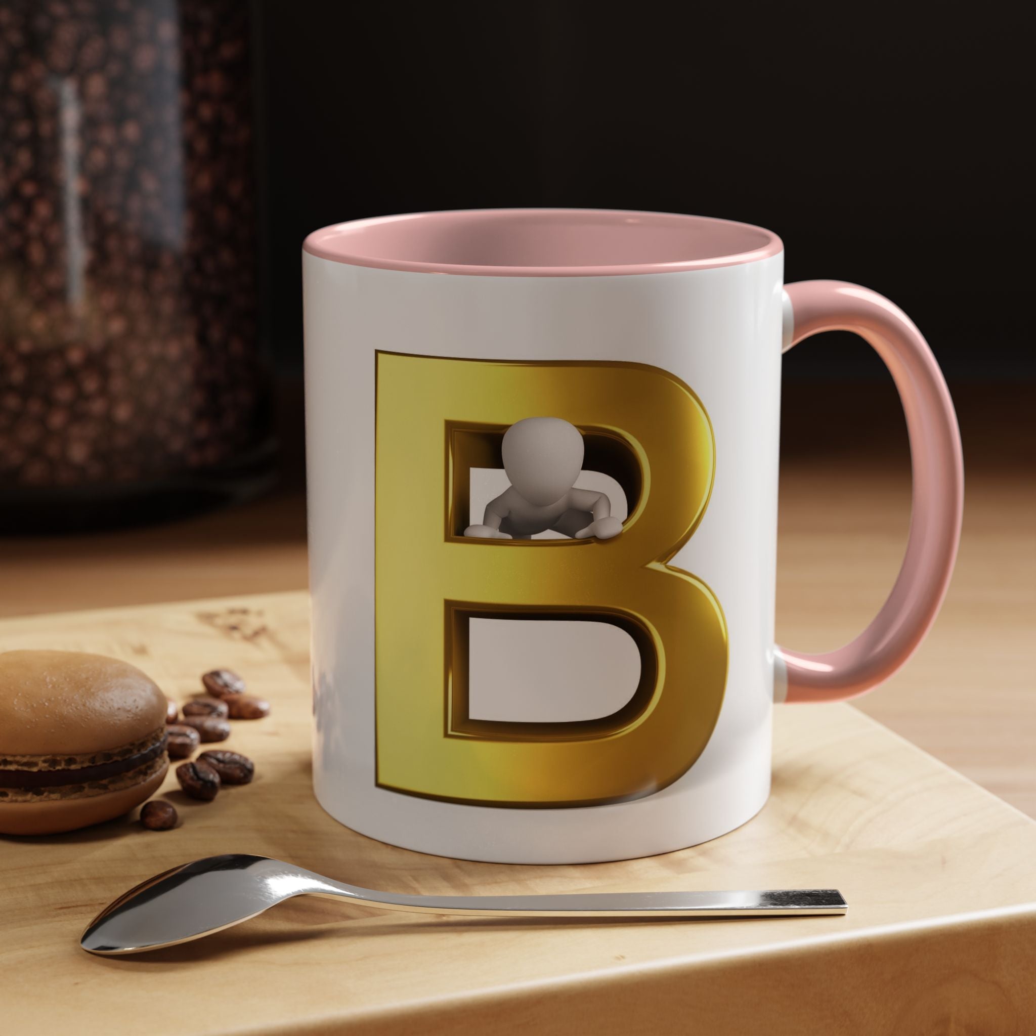 Gold Letter B with 3D Character Mug | Accent Coffee Mug