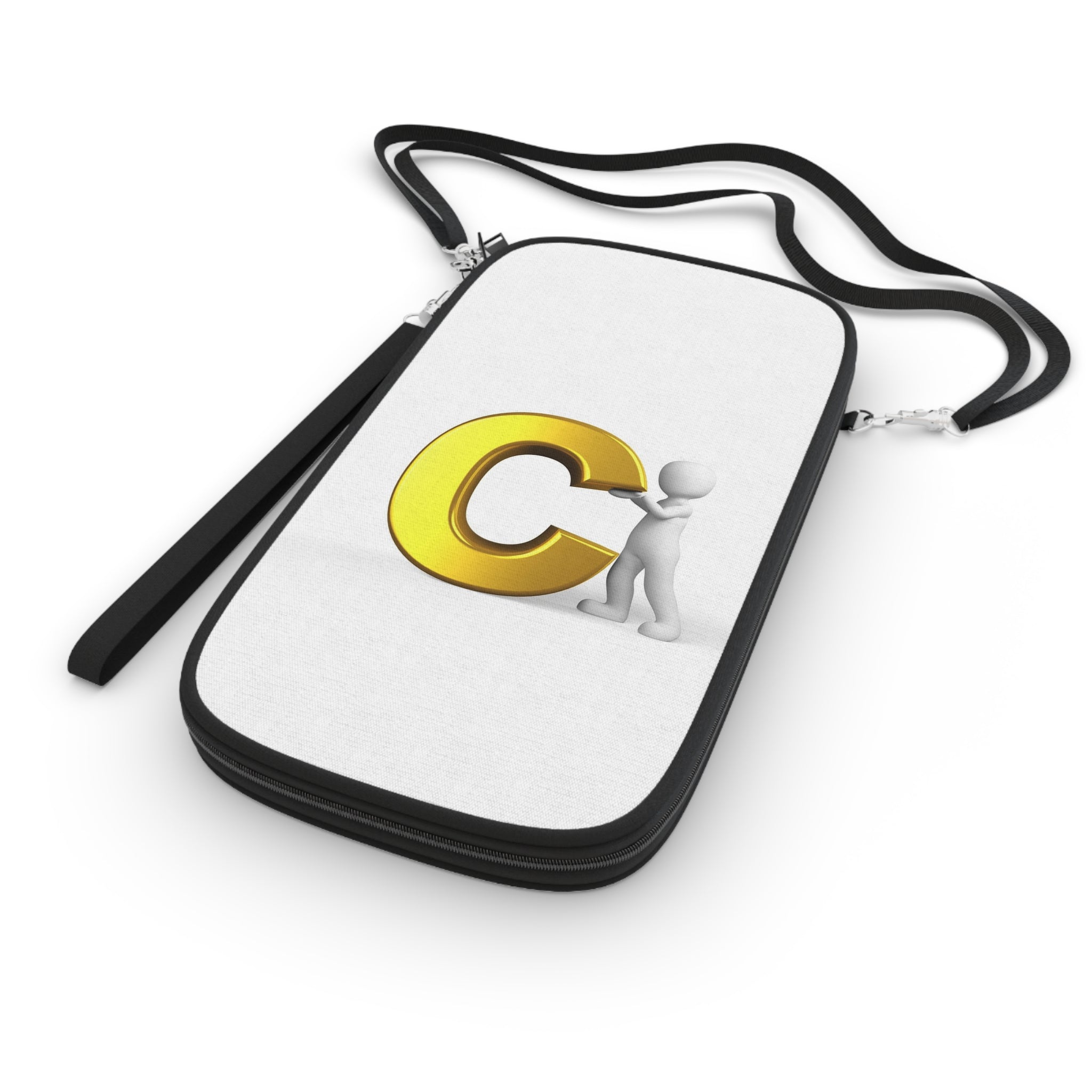 3D Gold Letter C with Character Passport Wallet | Monogram Travel Organizer