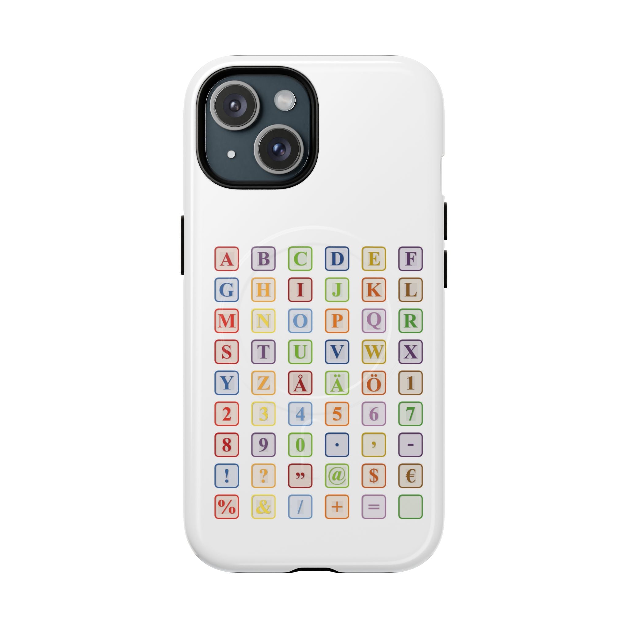 Coque de téléphone Alphabet Blocks | Coque magnétique résistante, grille de lettres colorées