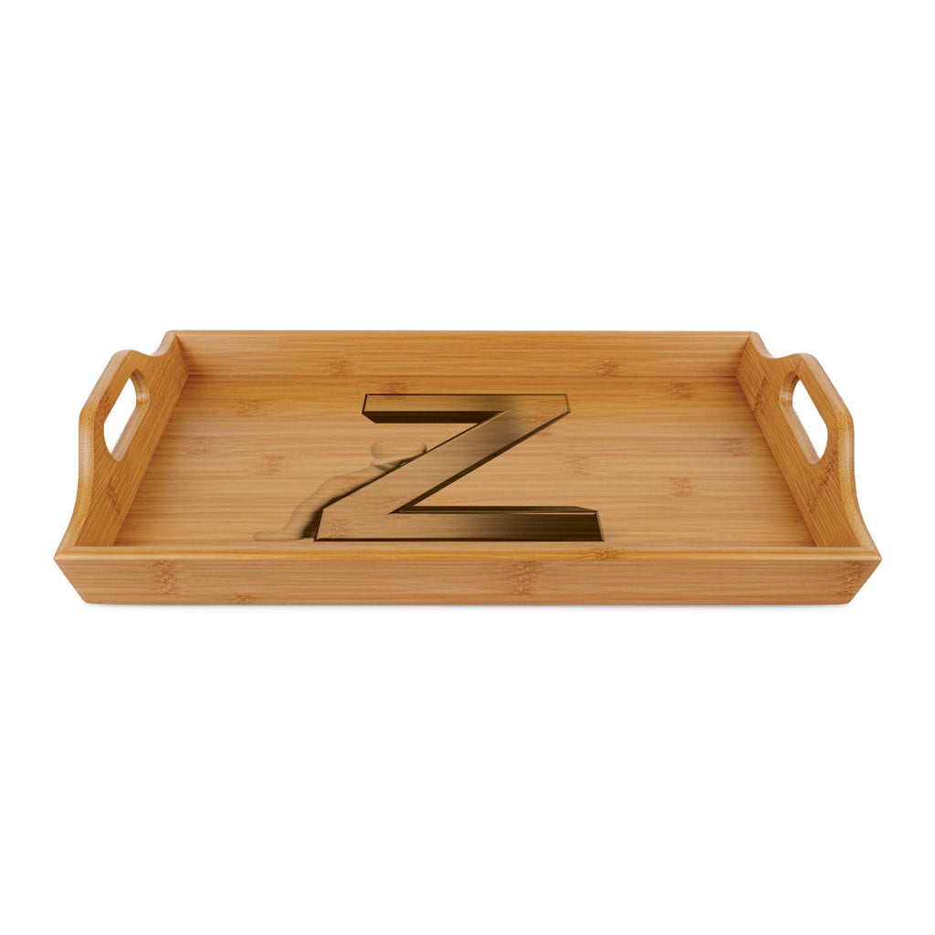Engraved Letter Z Bamboo Serving Tray | Monogrammed Initial Tray