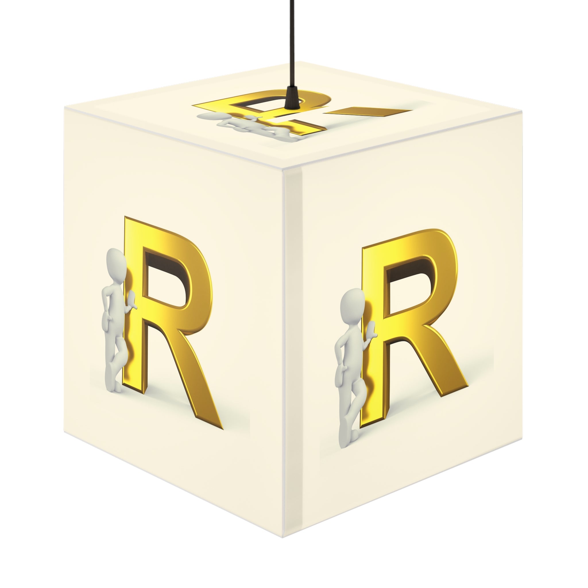 Cube lumineux lettre R dorée | Cube lumineux initiales personnalisé