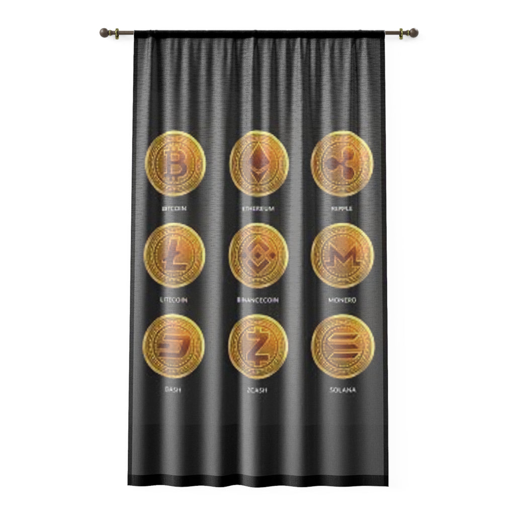 Cryptocurrency Coin Icons Window Curtain | Bitcoin Ethereum Ripple Litecoin Monero