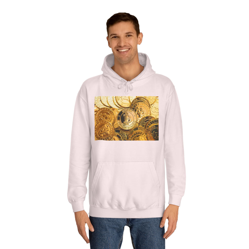 Golden Bitcoin Coins Hoodie | Crypto Cryptocurrency Crypto Art, Digital Currency Apparel