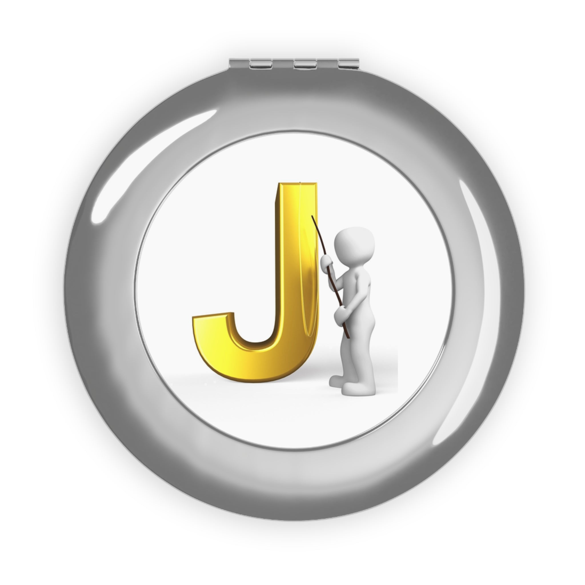 Gold Letter J Initial Compact Travel Mirror | Monogram Makeup Mirror