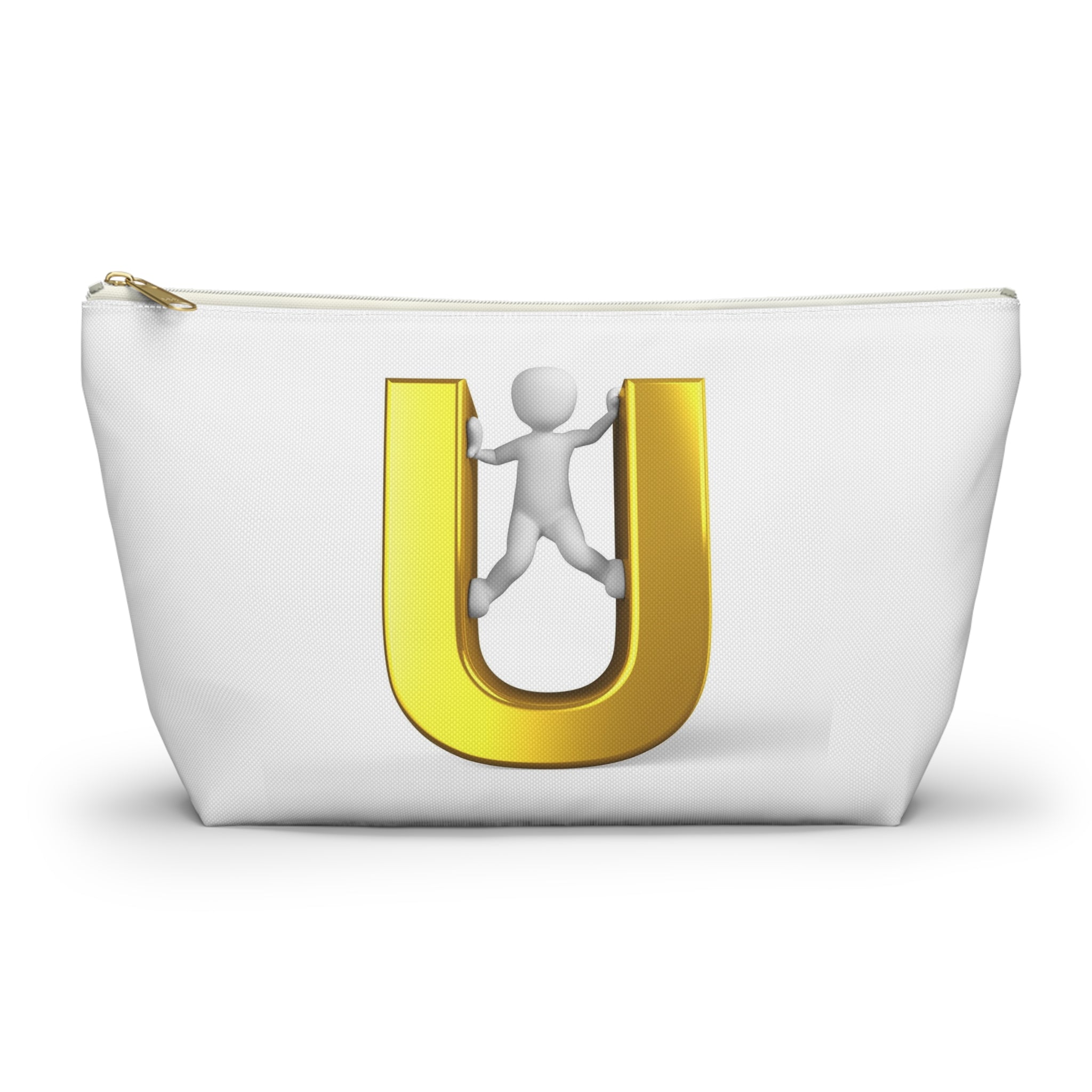Gold Letter U with Climber Accessory Pouch | T-Bottom Zip Pouch