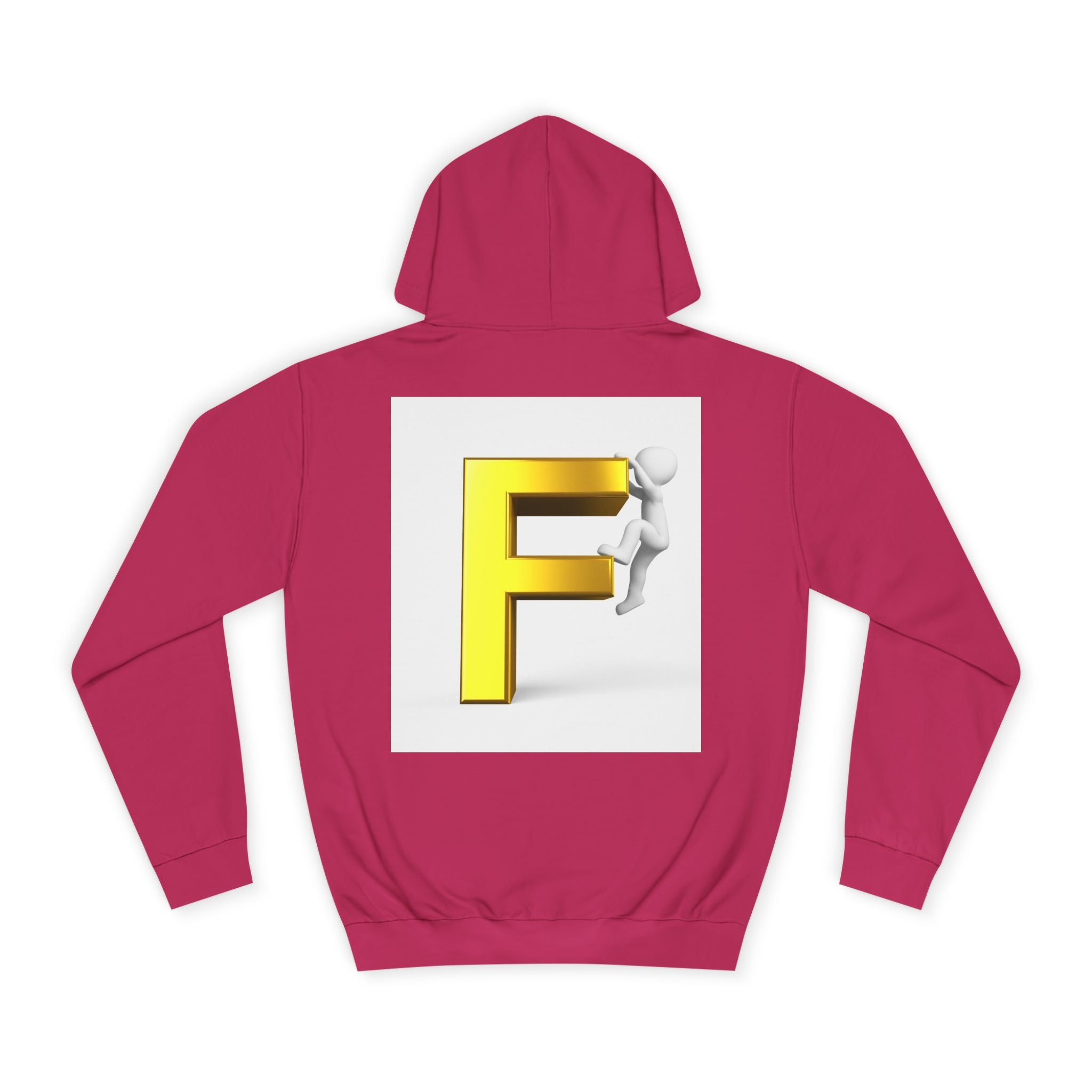 3D Gold Letter F Hoodie | Climbing Figurine Letterman Style