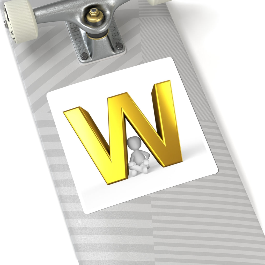 Gold 3D Letter W Sticker | Kiss-Cut Monogram Laptop Decal