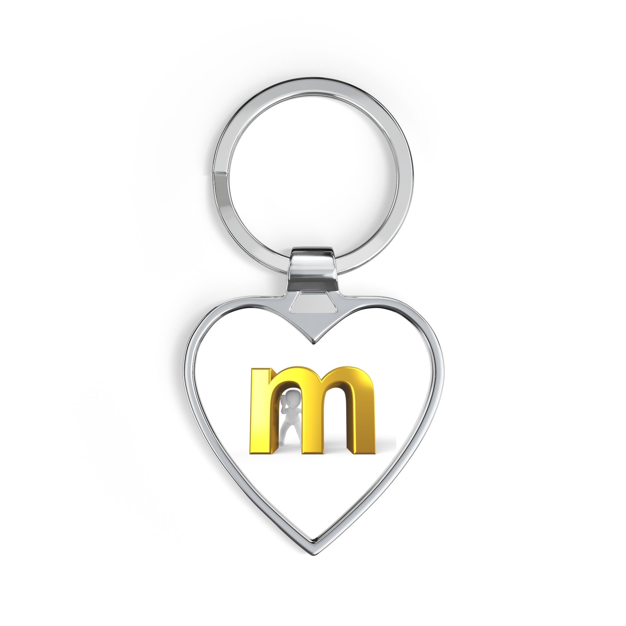 Gold Letter M Heart Keychain | Monogram Initial Keyring