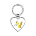 Gold V Letter Heart Keychain | Initial V Keyring, Monogram Keychain