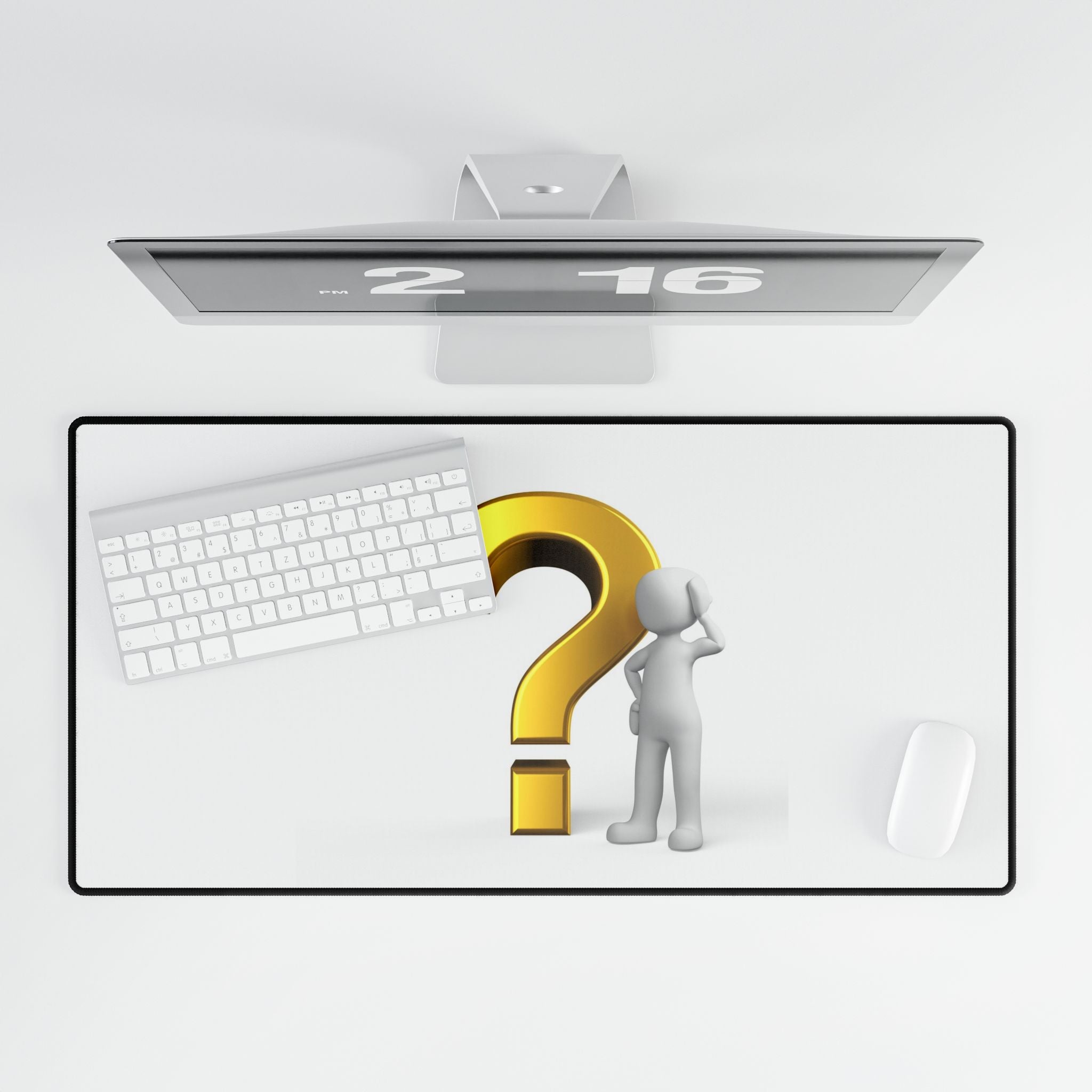 Question Mark Figure Desk Mat | Large Minimalist Gaming Mousepad