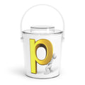 Gold Letter P Monogram Ice Bucket with Tongs | Personalized Initial Drink Cooler