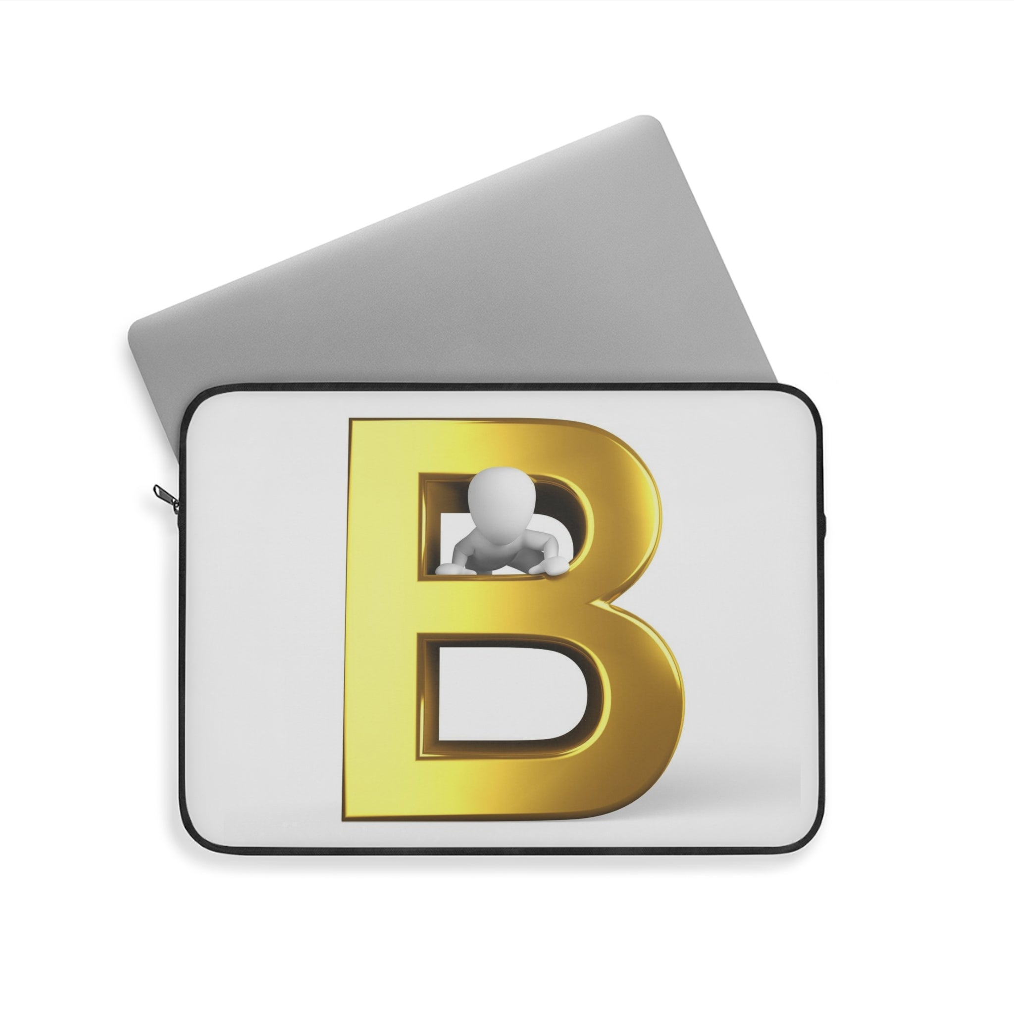Gold Letter B Initial Laptop Sleeve | Monogram Alphabet Case