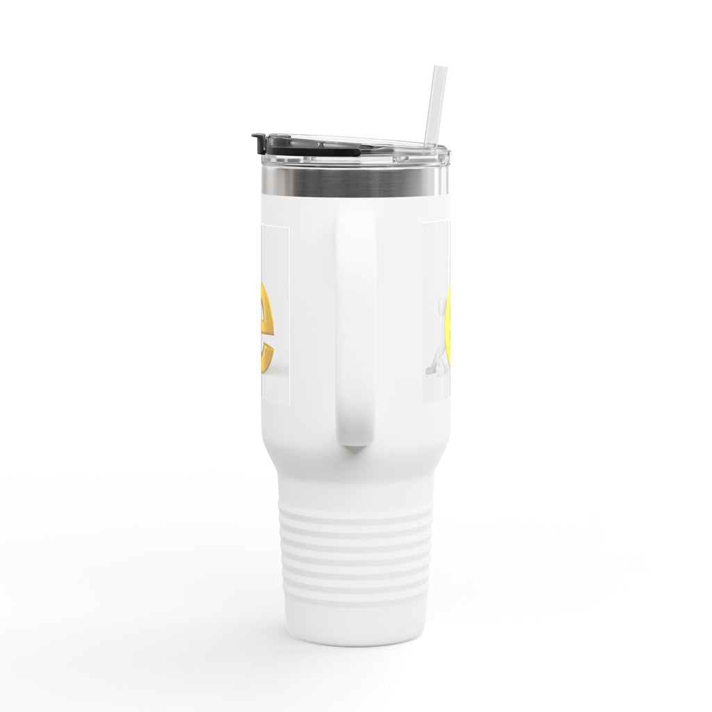 Yellow 3D Letter E Character Travel Mug | Insulated 40oz Tumbler