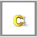Woven-Style Coverlet | 3D Gold Letter C