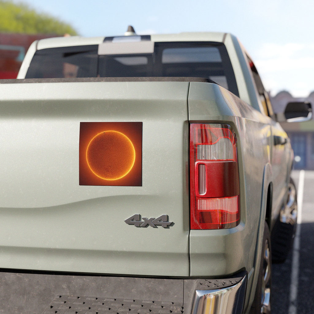 Solar Eclipse Sun Illustration Car Magnet | Orange Halo Sun Magnet