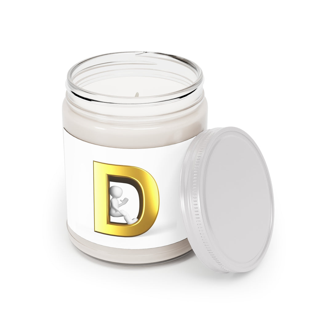 Gold Letter D Monogram Candle 9oz Soy Jar | Personalized Initial Candle
