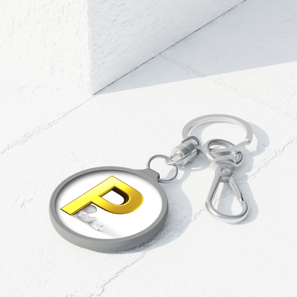 Gold Letter P Monogram Keyring Tag | Initial Keychain