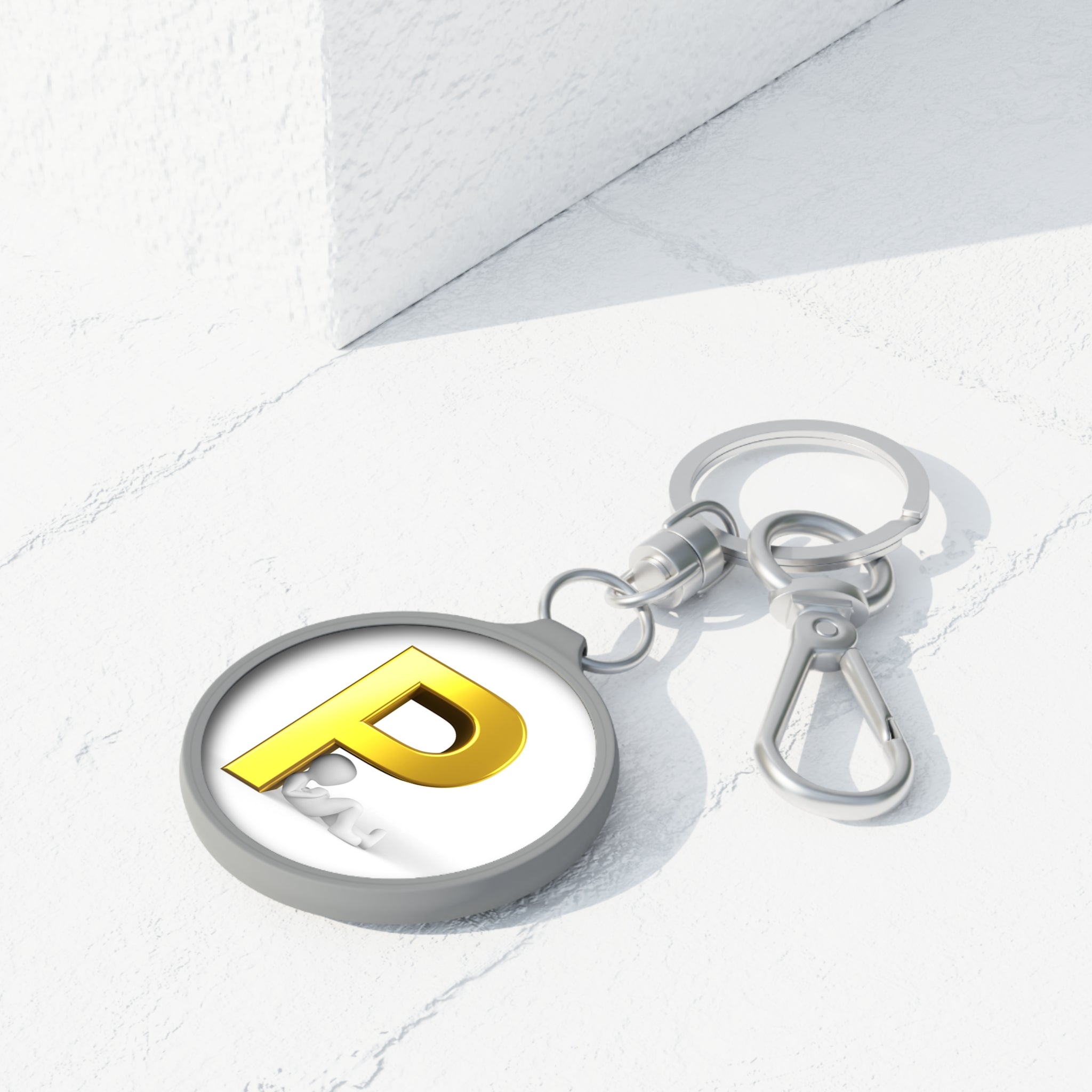 Gold Letter P Monogram Keyring Tag | Initial Keychain