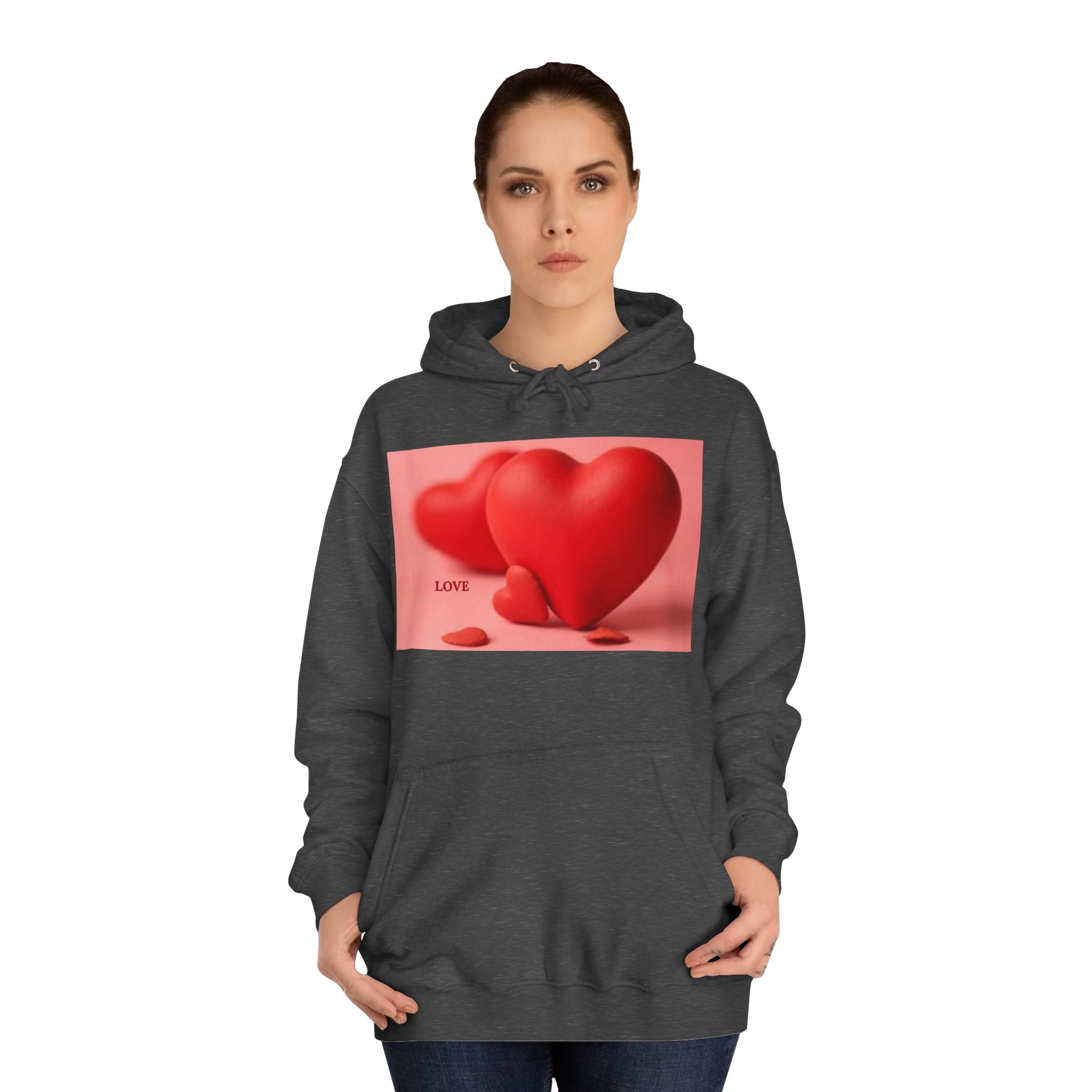 Cute 3D Heart Illustration Hoodie | Love Graphic Pullover