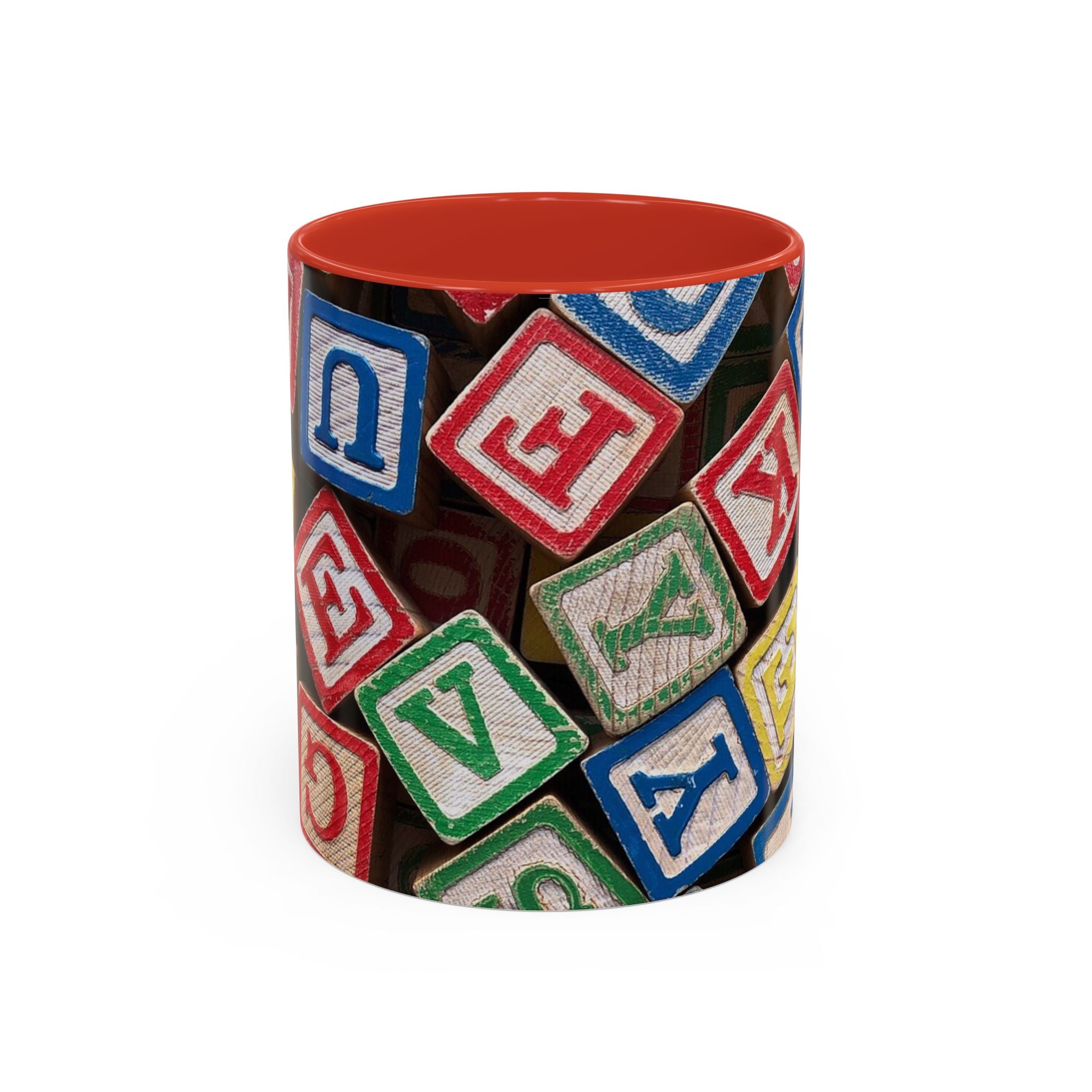 Alphabet Blocks Accent Coffee Mug | Kids Toy Letter Pattern