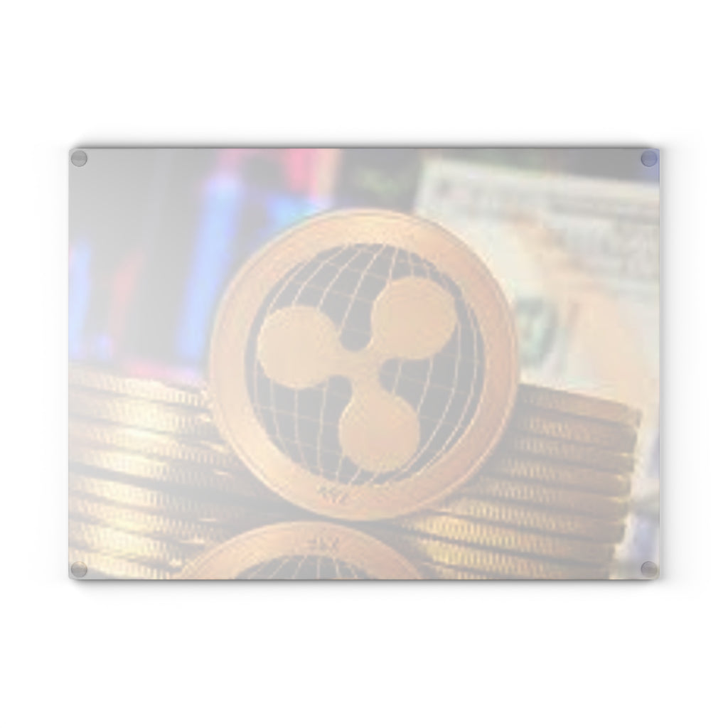 Ripple Crypto Coin Glass Cutting Board | Ripple Logo Kitchen Decor