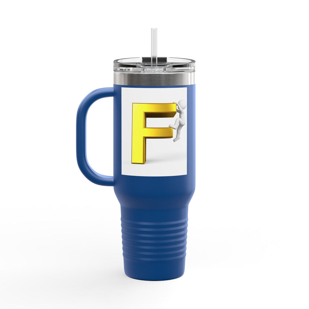 3D Figure Climbing Yellow Letter F Travel Mug | Insulated 40oz