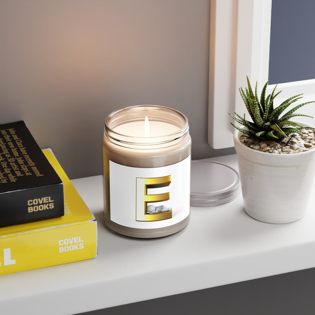 Gold Letter E Monogram Candle 9oz Soy Candle