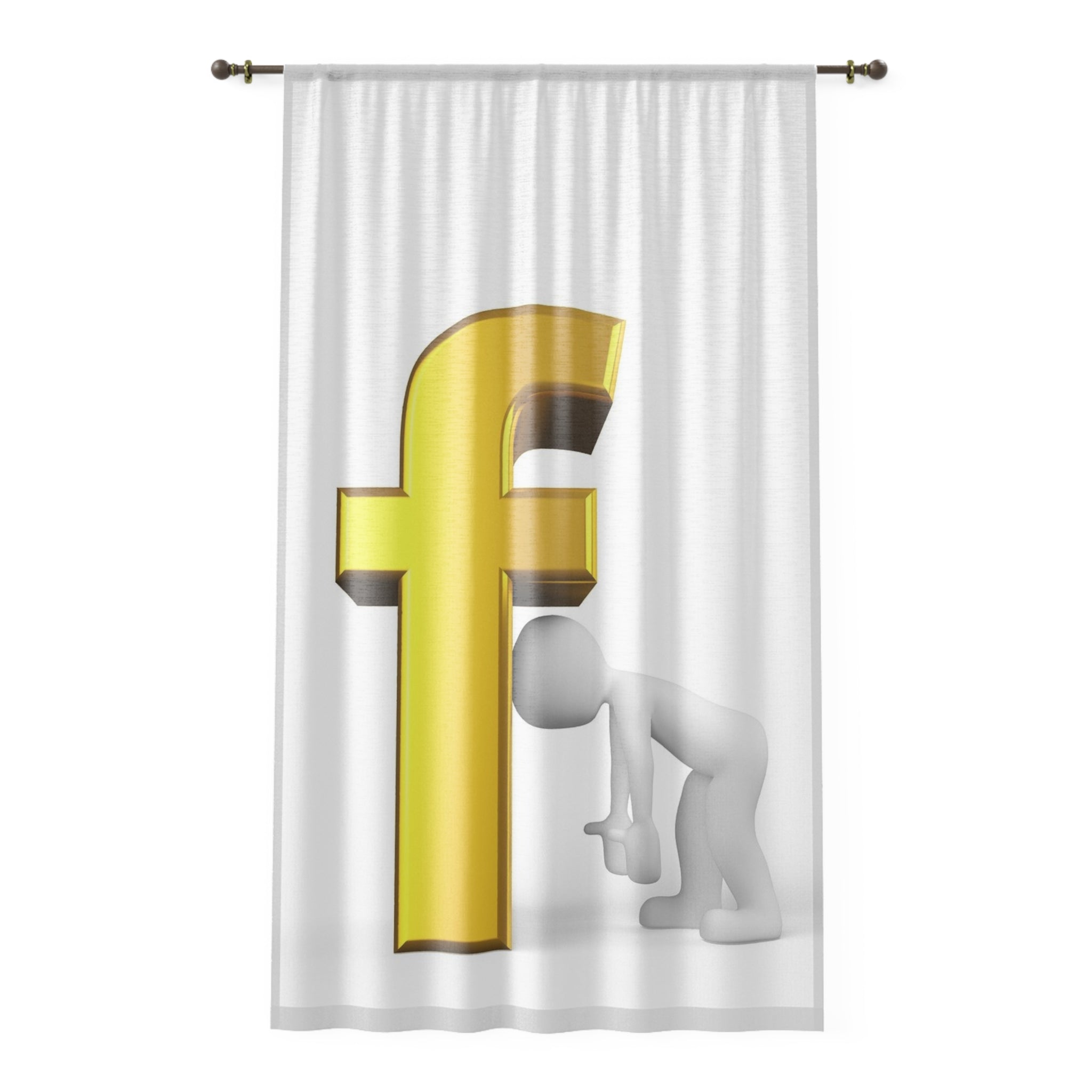 Gold Euro Symbol Peekaboo Window Curtain | Currency Home Decor