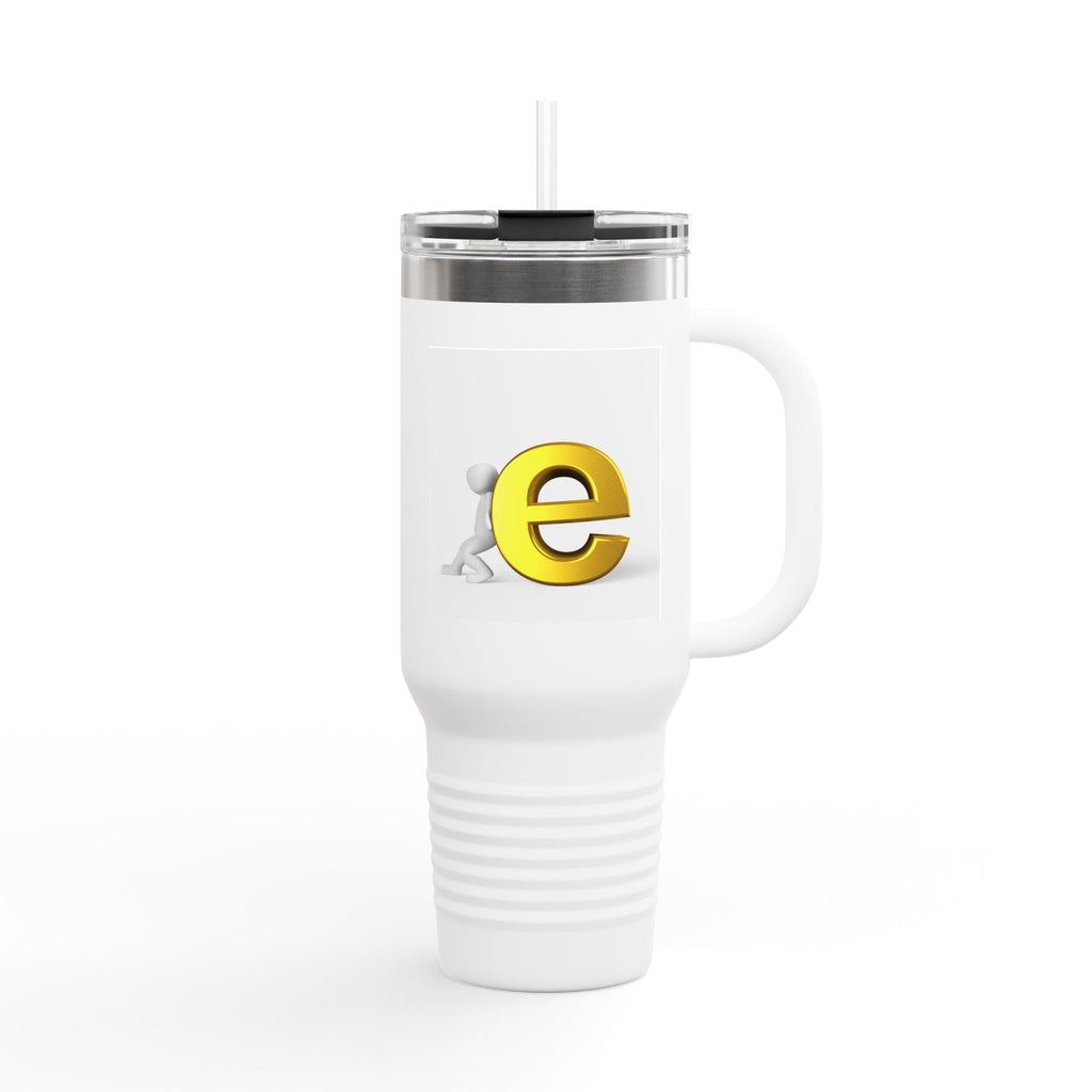Yellow 3D Letter E Character Travel Mug | Insulated 40oz Tumbler