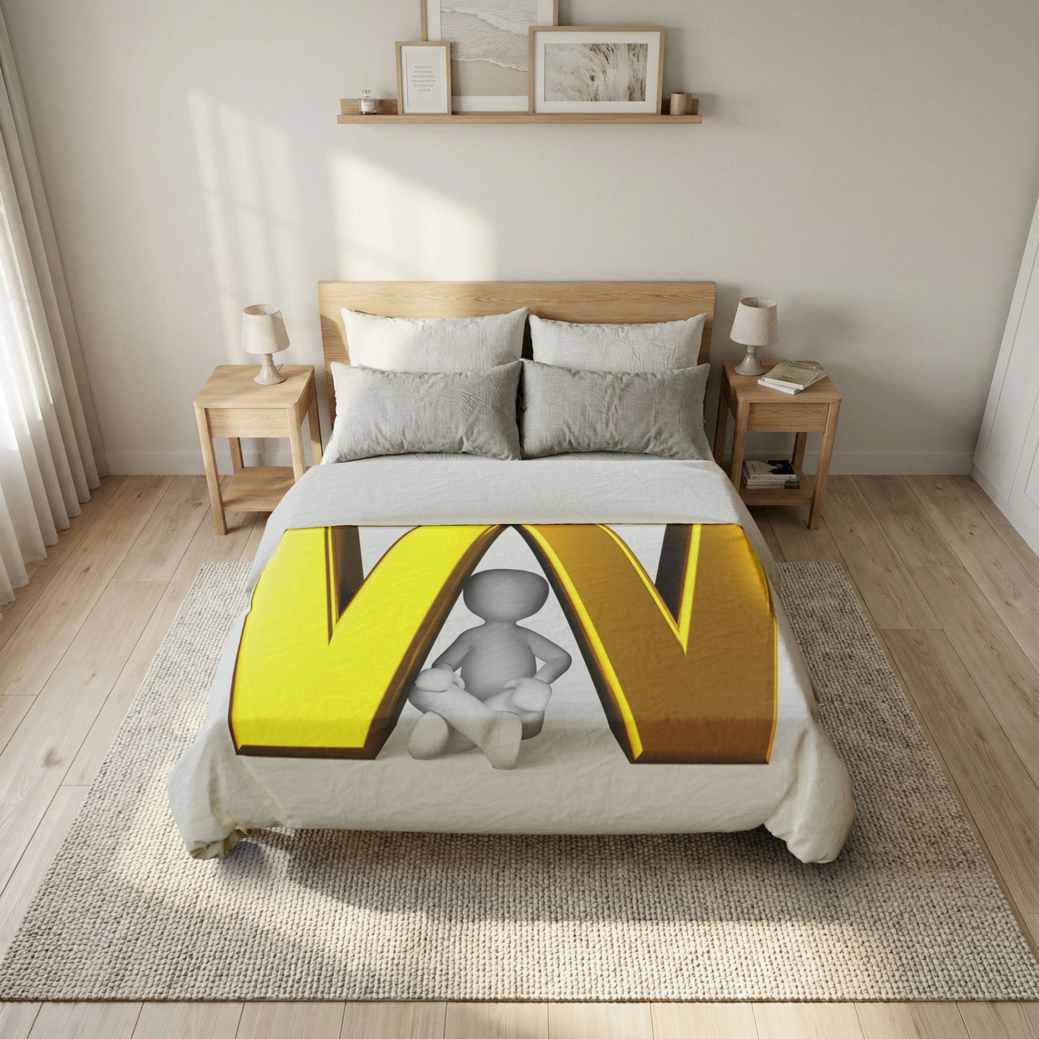 Gold Letter W Initial Duvet Cover | Monogram Bedding