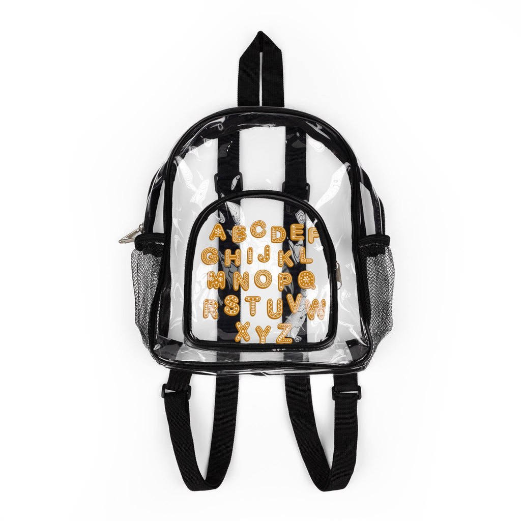 Gold Letter Pattern Clear Stadium Backpack | Transparent School Bag