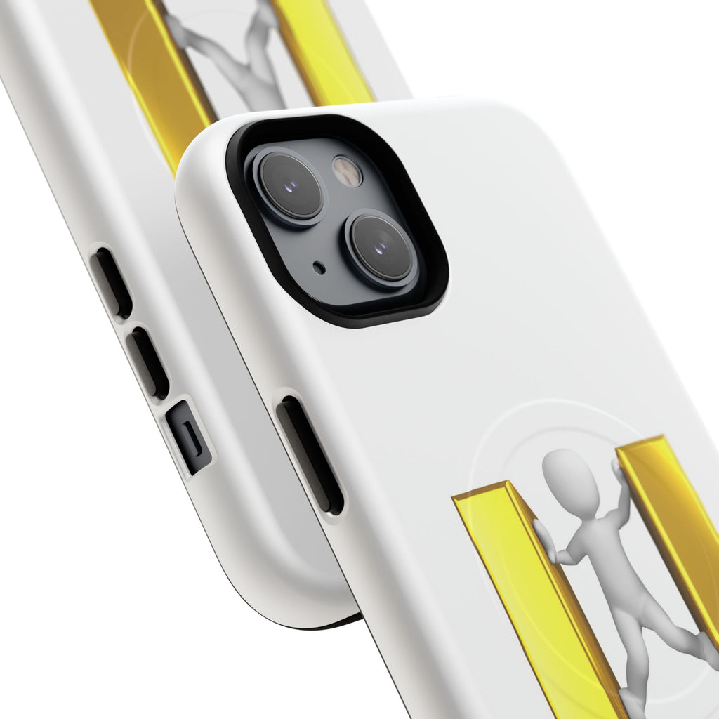3D Gold U Letter with Stick Figure phone case | Tough Magnetic Case