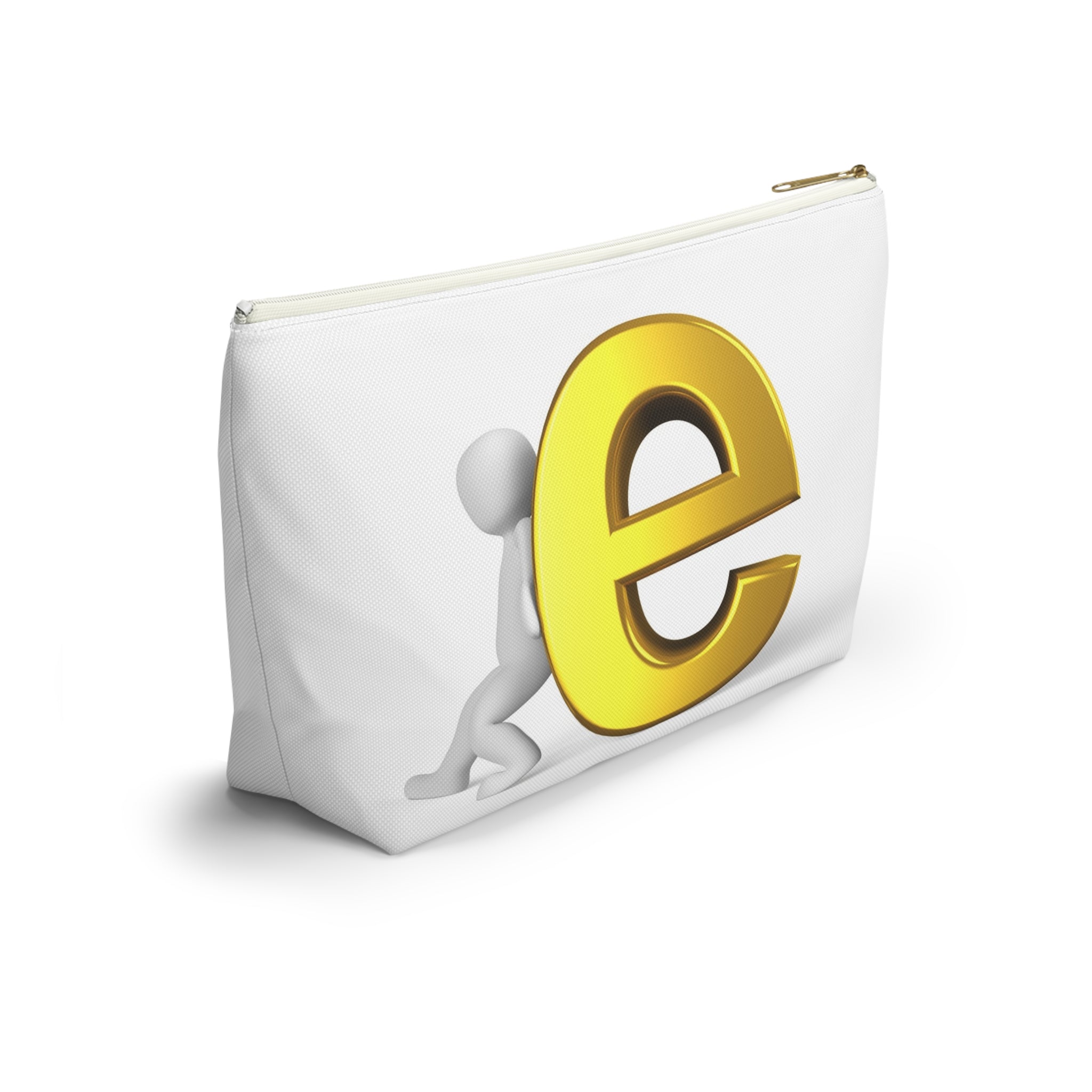 Gold Letter E Graphic Accessory Pouch | T-Bottom Zipper Pouch