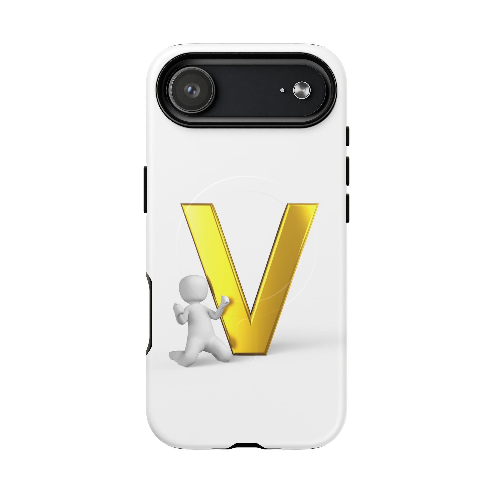 Coque de téléphone à monogramme lettre V dorée | Coque magnétique résistante