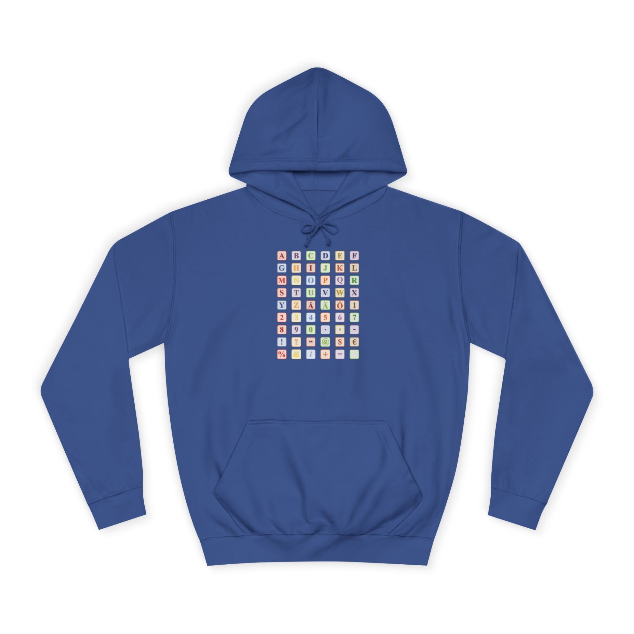 Sweat à capuche Blocs Alphabet | Grille de lettres colorées, imprimé dos et devant
