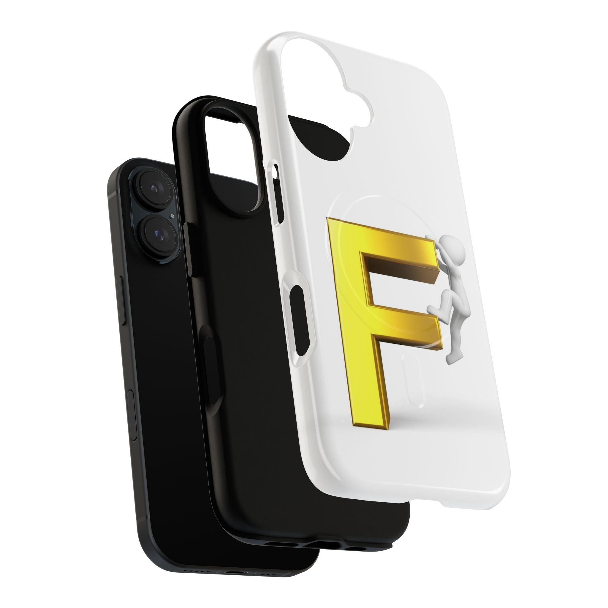 3D Gold Letter F Climber Phone Case | Magnetic Tough Case