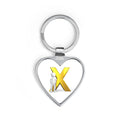 Gold X Letter with Figure Heart Keychain | Initial X keychain
