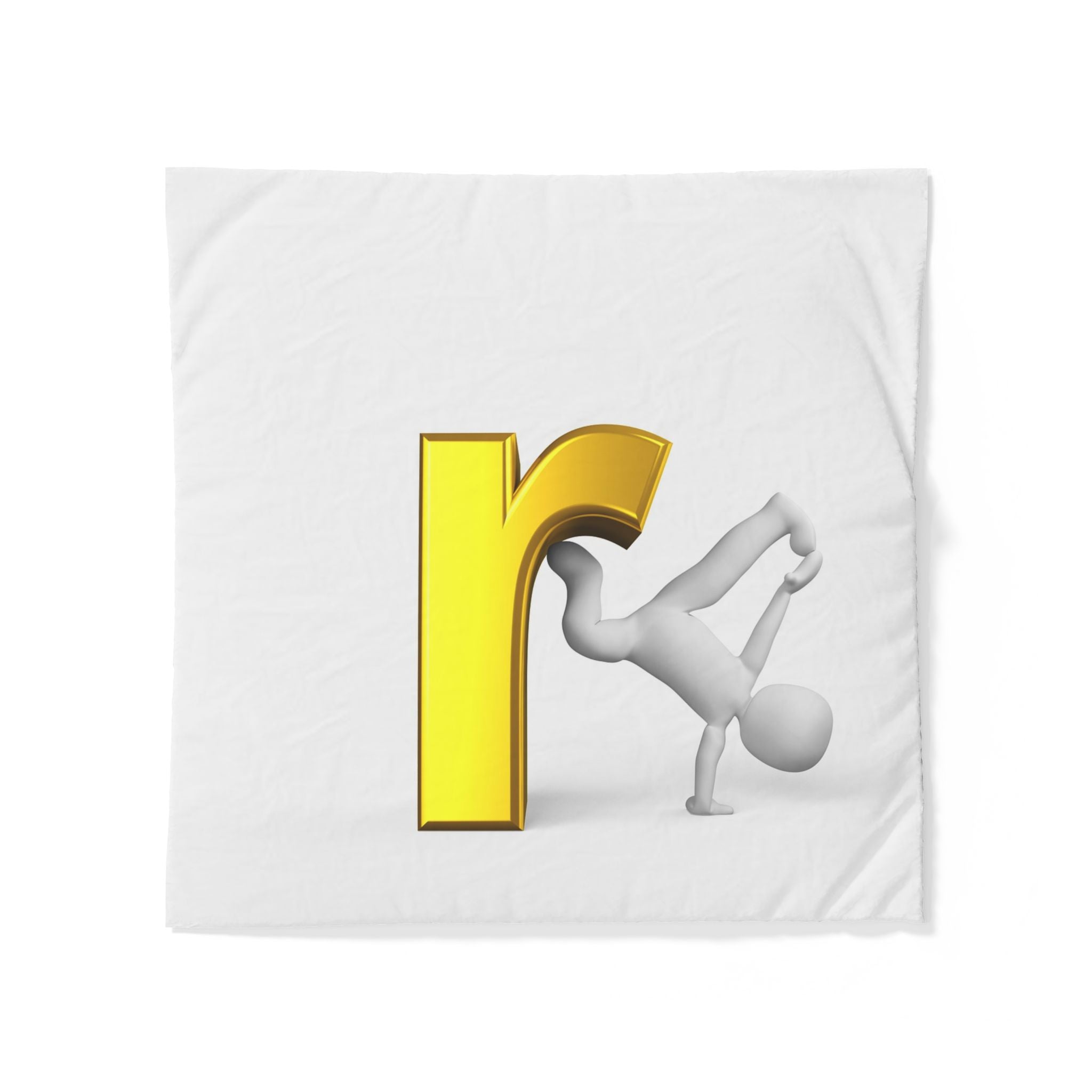 Housse de couette en coton avec lettre R dorée en 3D et motif | Parure de lit avec initiale de l'alphabet
