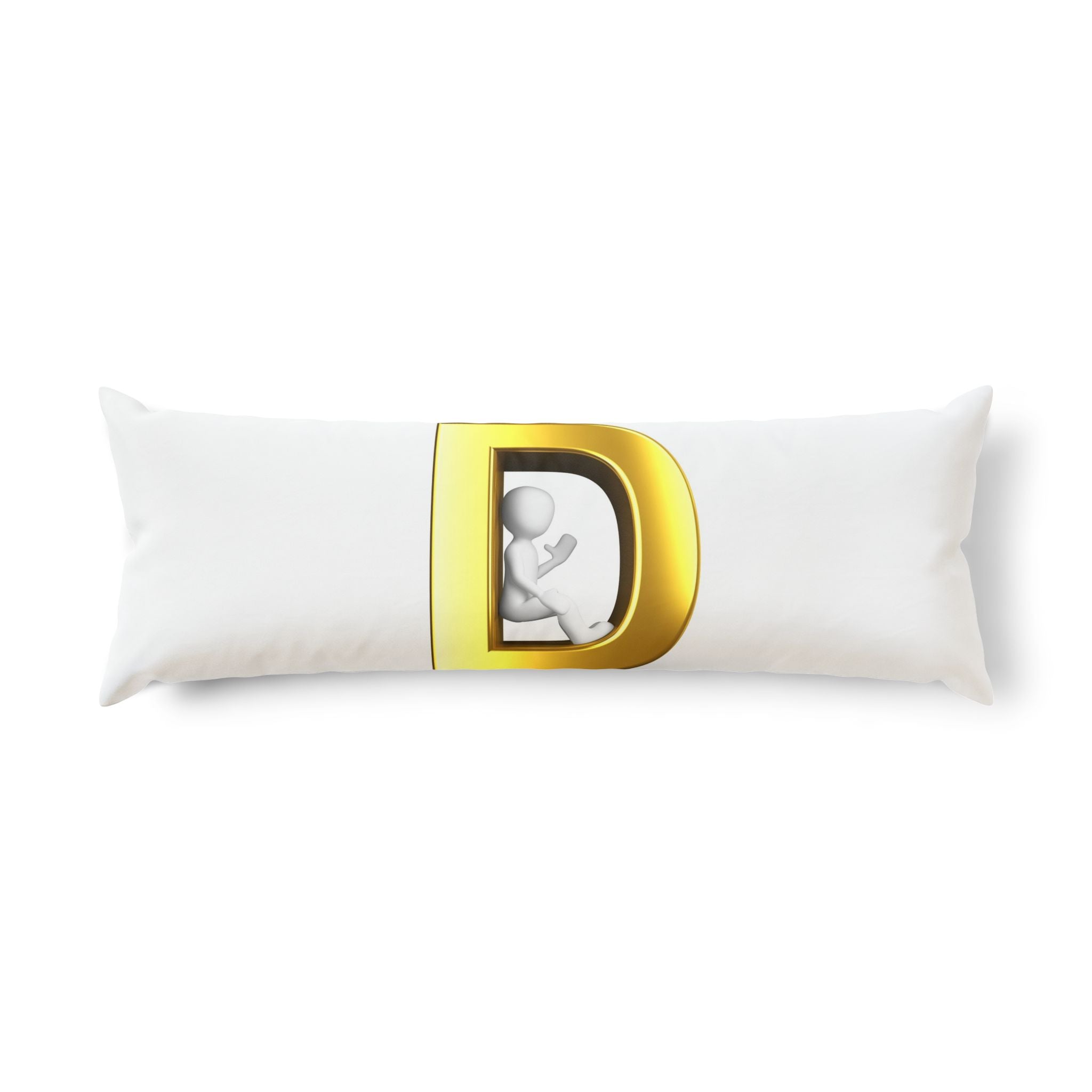 Grand oreiller de corps Monogramme Lettre D Dorée | Grand oreiller de corps décoratif initiale D