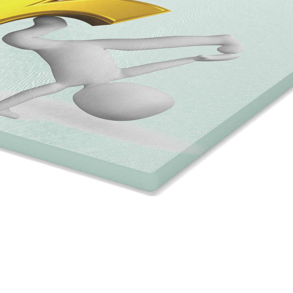 3D Letter r Breakdance Graphic Glass Cutting Board | Alphabet Kitchen Decor