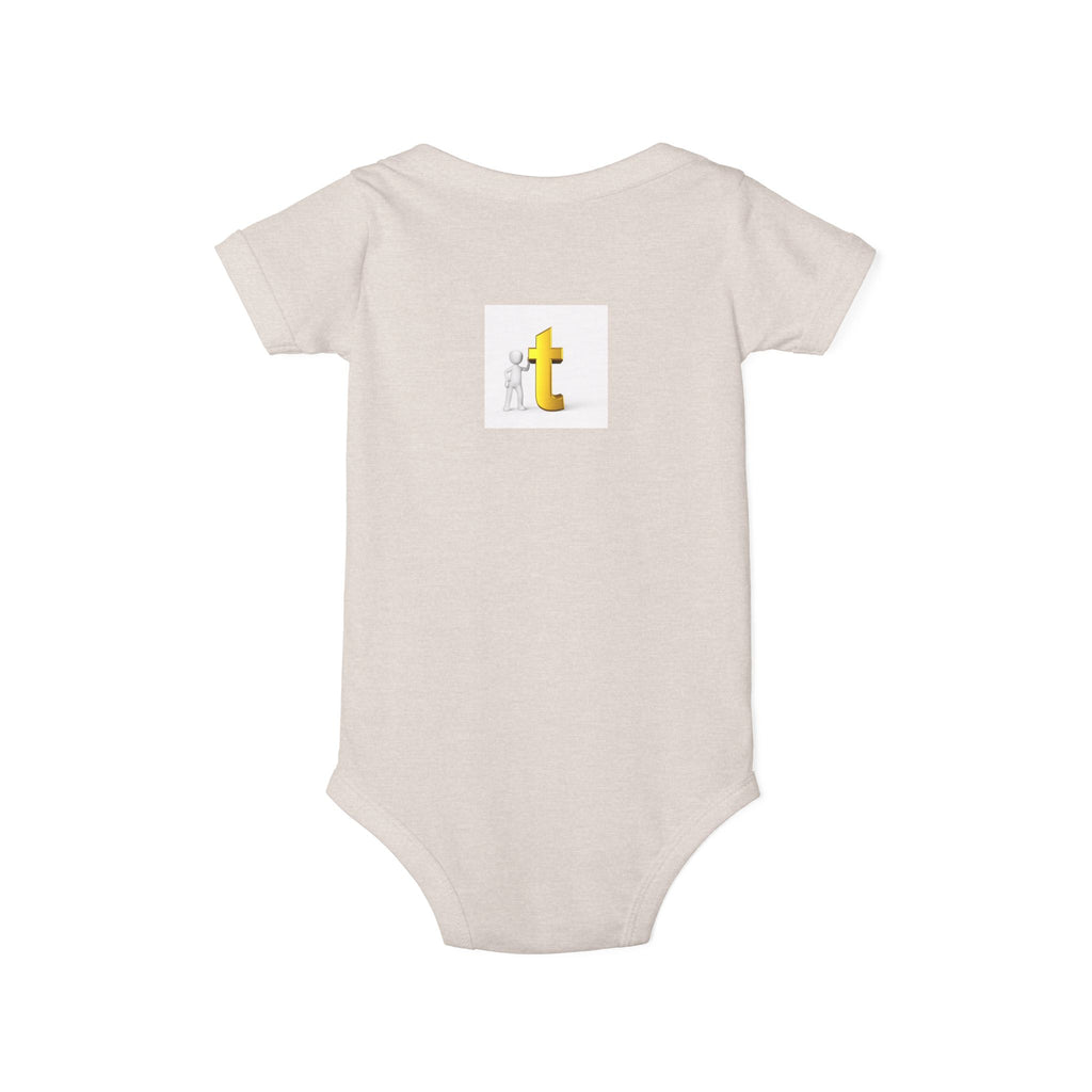 Yellow Letter T Baby Onesie | Infant Jersey One Piece, Minimal Initial Graphic