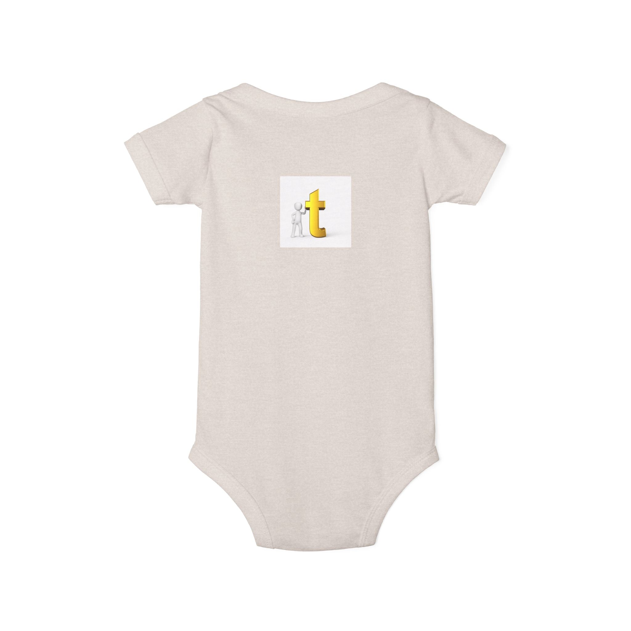 Yellow Letter T Baby Onesie | Infant Jersey One Piece, Minimal Initial Graphic