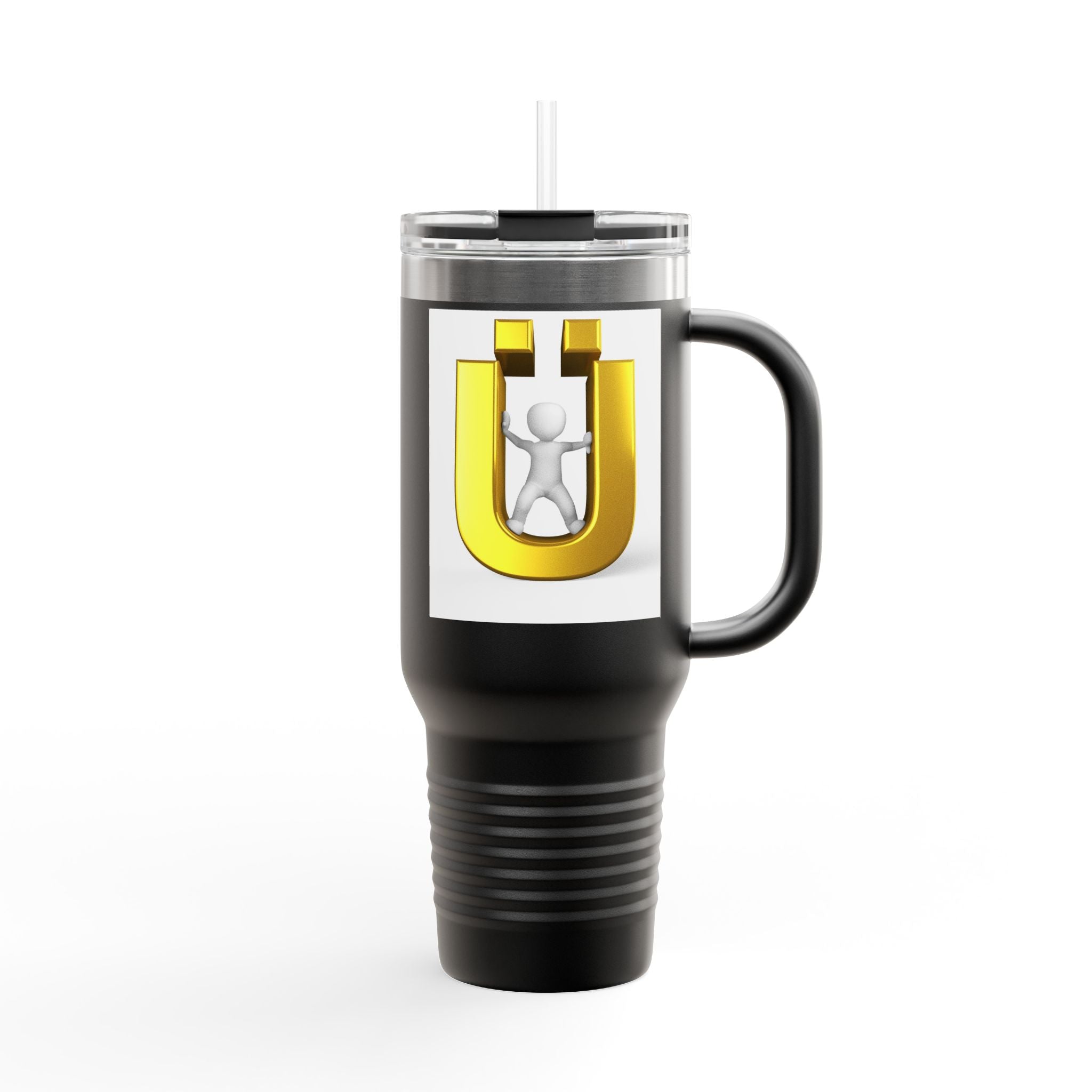 Golden Letter Ü with Figure 40oz Travel Mug | Insulated Tumbler