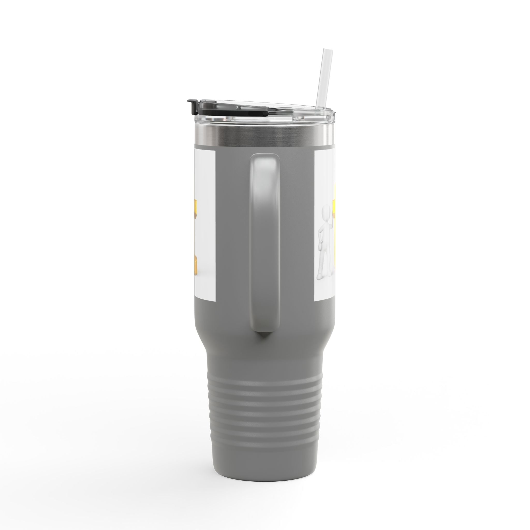 3D Stick Figure with Gold Letter T Insulated Travel Mug 40oz | Tall Tumbler