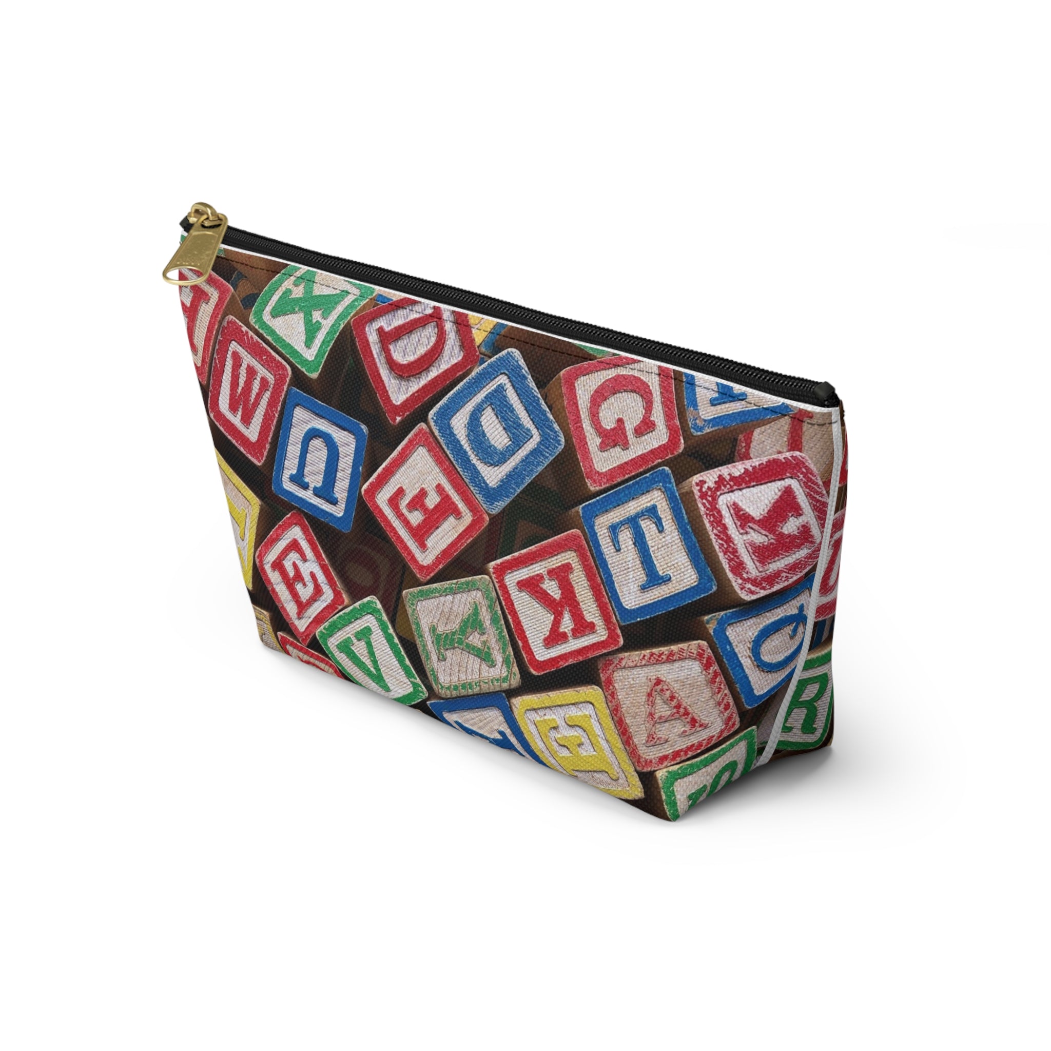 Scattered Wooden Alphabet Blocks Accessory Pouch