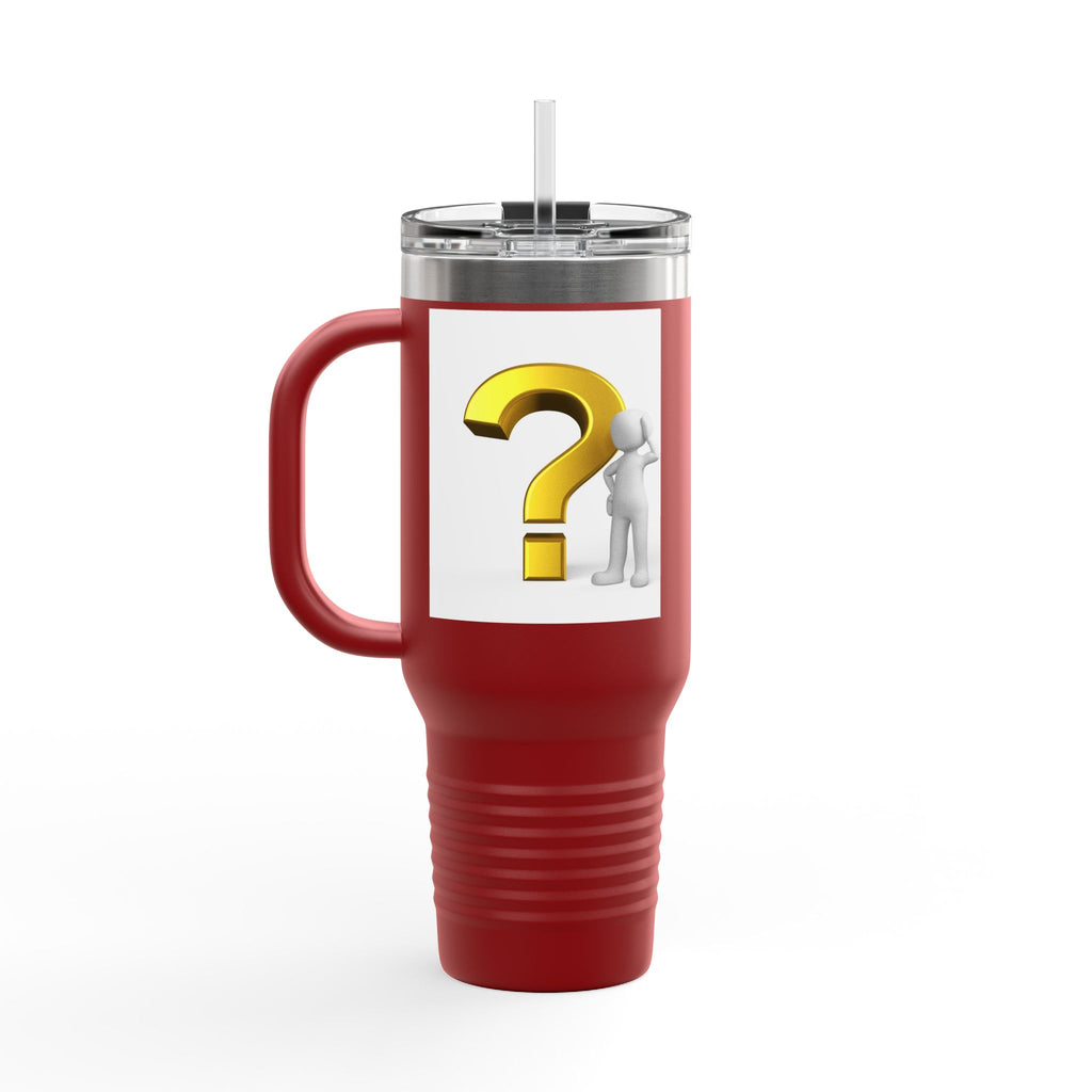 3D Gold Question Mark Illustration Travel Mug | 40oz Insulated Tumbler